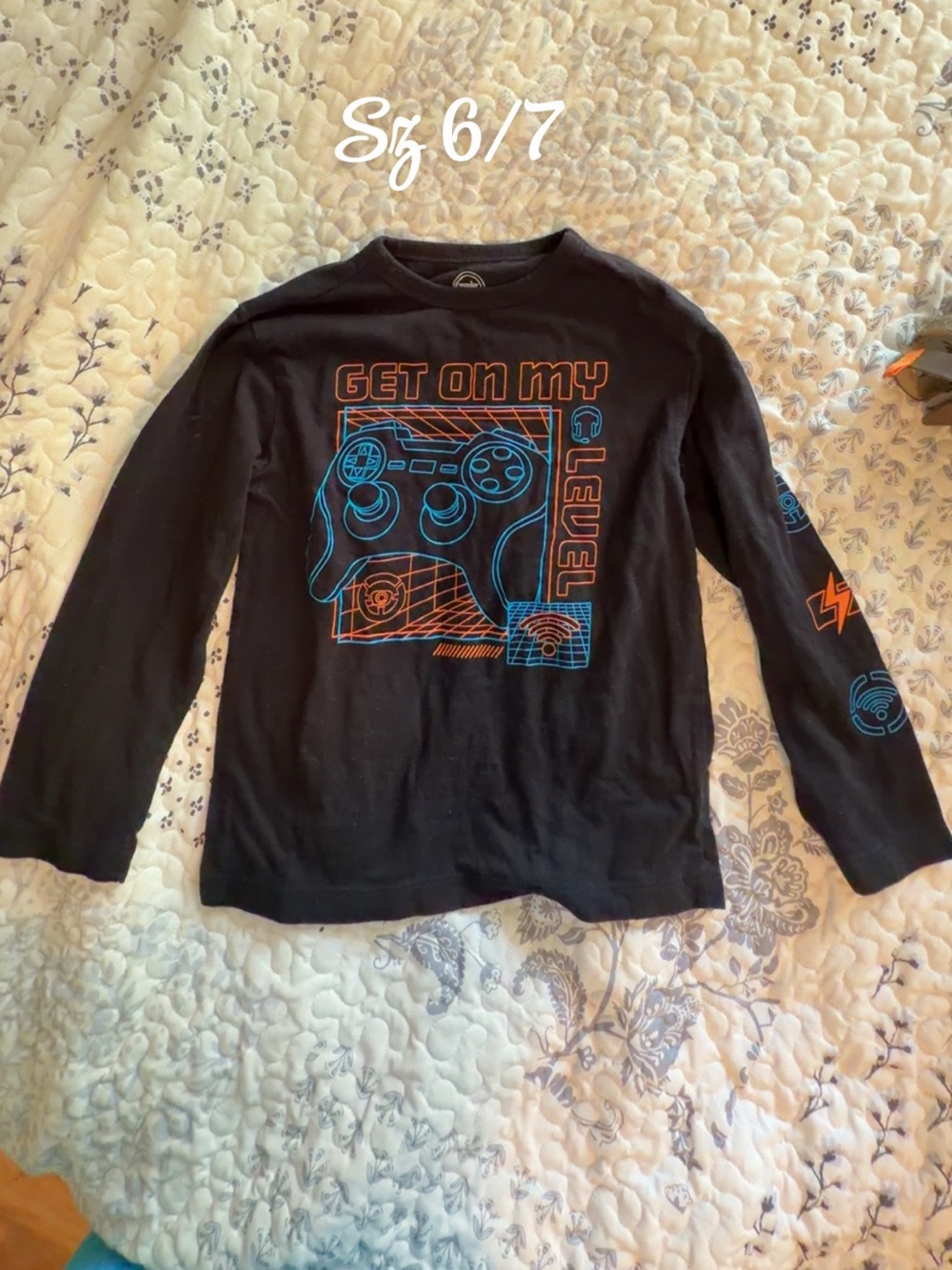 Kids Black Graphic Long-Sleeve Shirt - "Get On My Level"